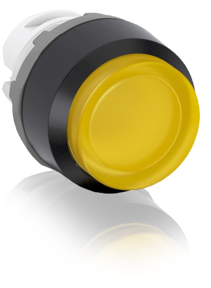 Pulsante comando luminoso giallo momentaneo plastica nera per automazione industriale