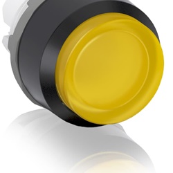 Pulsante comando luminoso giallo momentaneo plastica nera per automazione industriale
