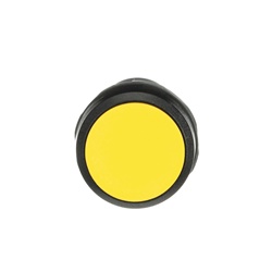 Pulsante comando compatto giallo non illuminato custodia nera 1NO 300V controllo circuiti elettrici