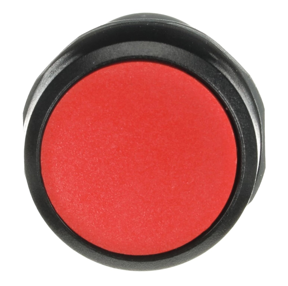 Pulsante compatto rosso non illuminato 2NO 300V plastica nera per uso industriale