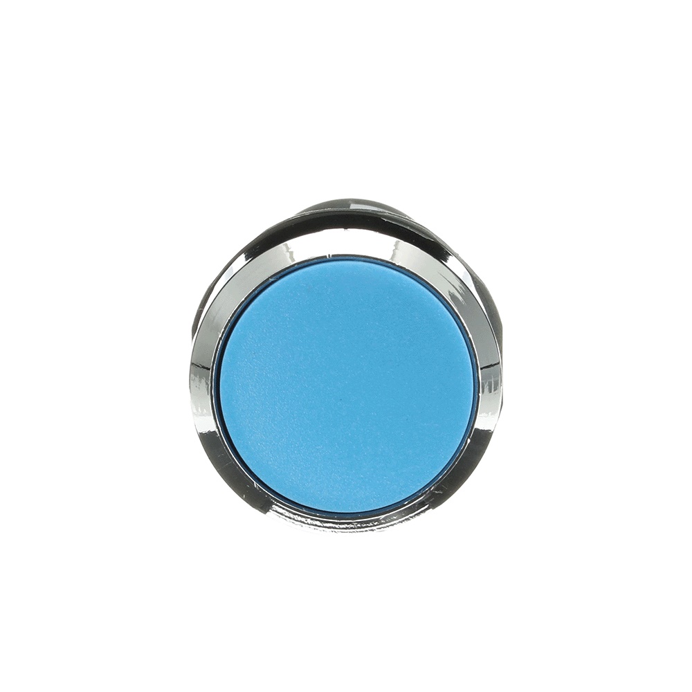 Pulsante comando industriale compatto blu ghiera metallica 1NO 300V per controllo elettrico