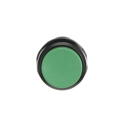 Pulsante comando elettrico compatto verde 1NA+1NC placca nera per impianti industriali
