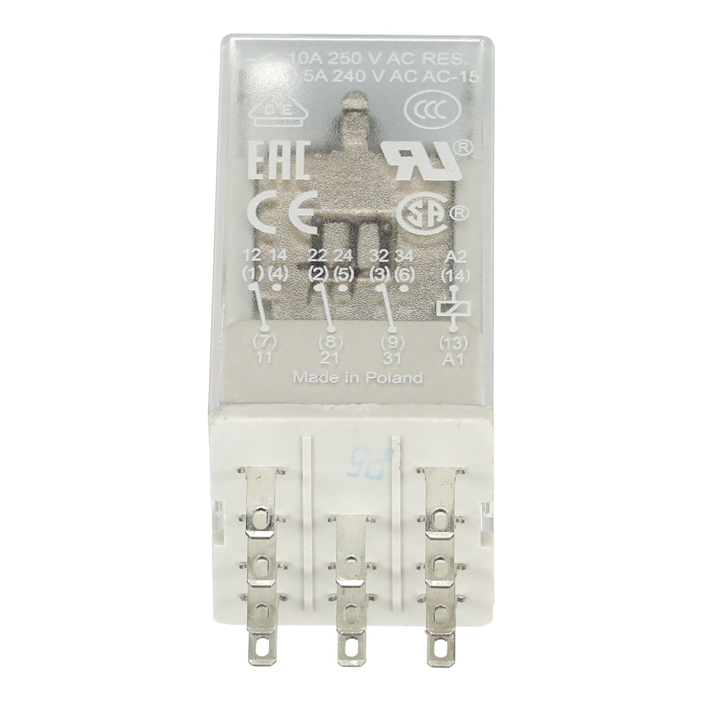 Relè interfaccia pluggable 110VDC 3 contatti cambio 250V 10A per montaggio su guida DIN