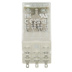 Relè interfaccia pluggable CR-M024DC3L 24VDC 3 contatti c/o 250V 10A con LED e pulsante test per montaggio su guida DIN