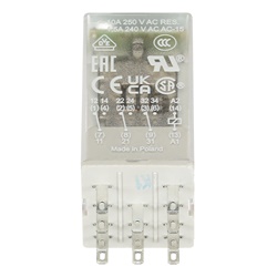Relè interfaccia pluggable CR-M110AC3L 110VAC 3 contatti commutabili 250V 10A con LED e pulsante test per montaggio su guida DIN