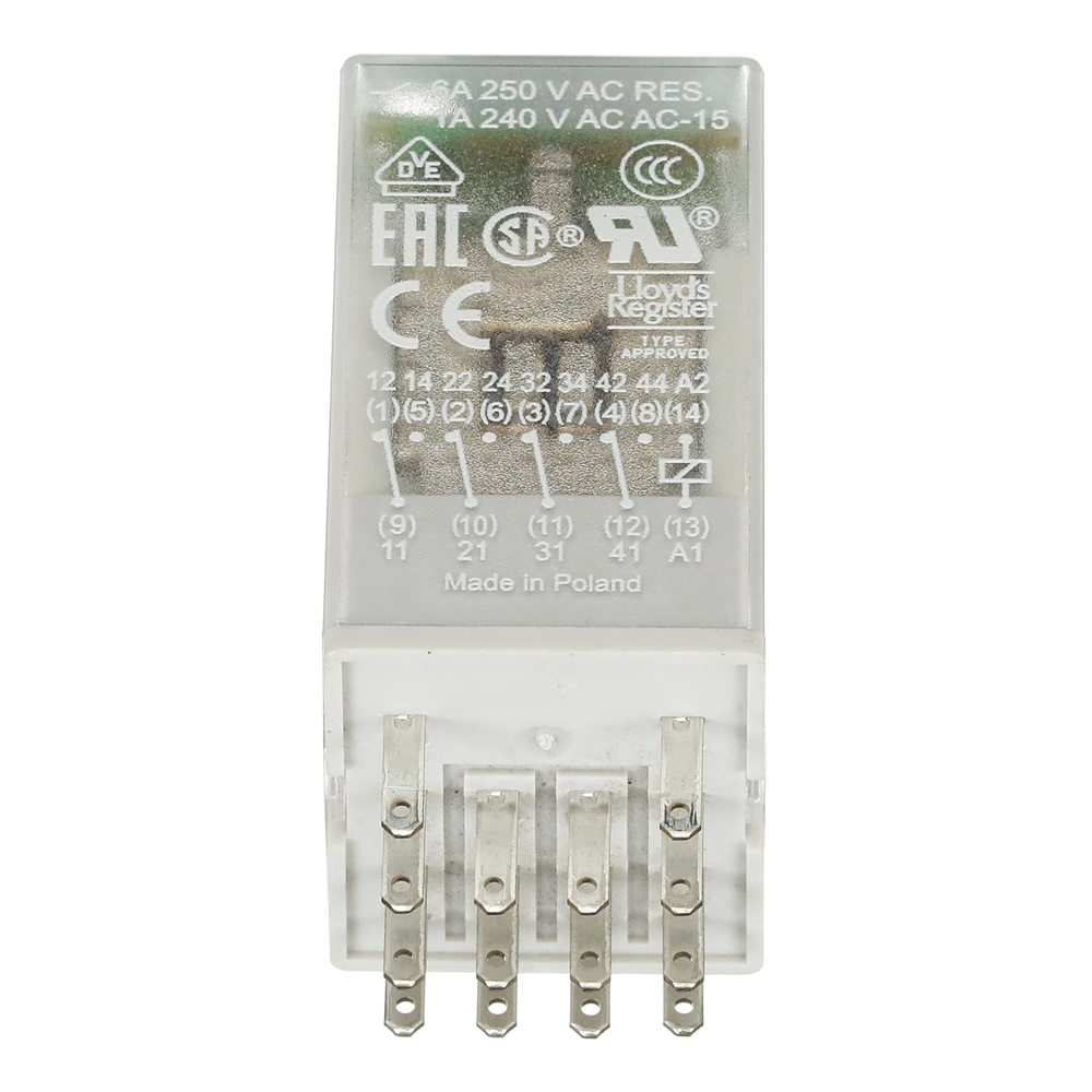 Relè interfaccia pluggable 12V DC 4 contatti 250V 6A con LED per automazione elettrica