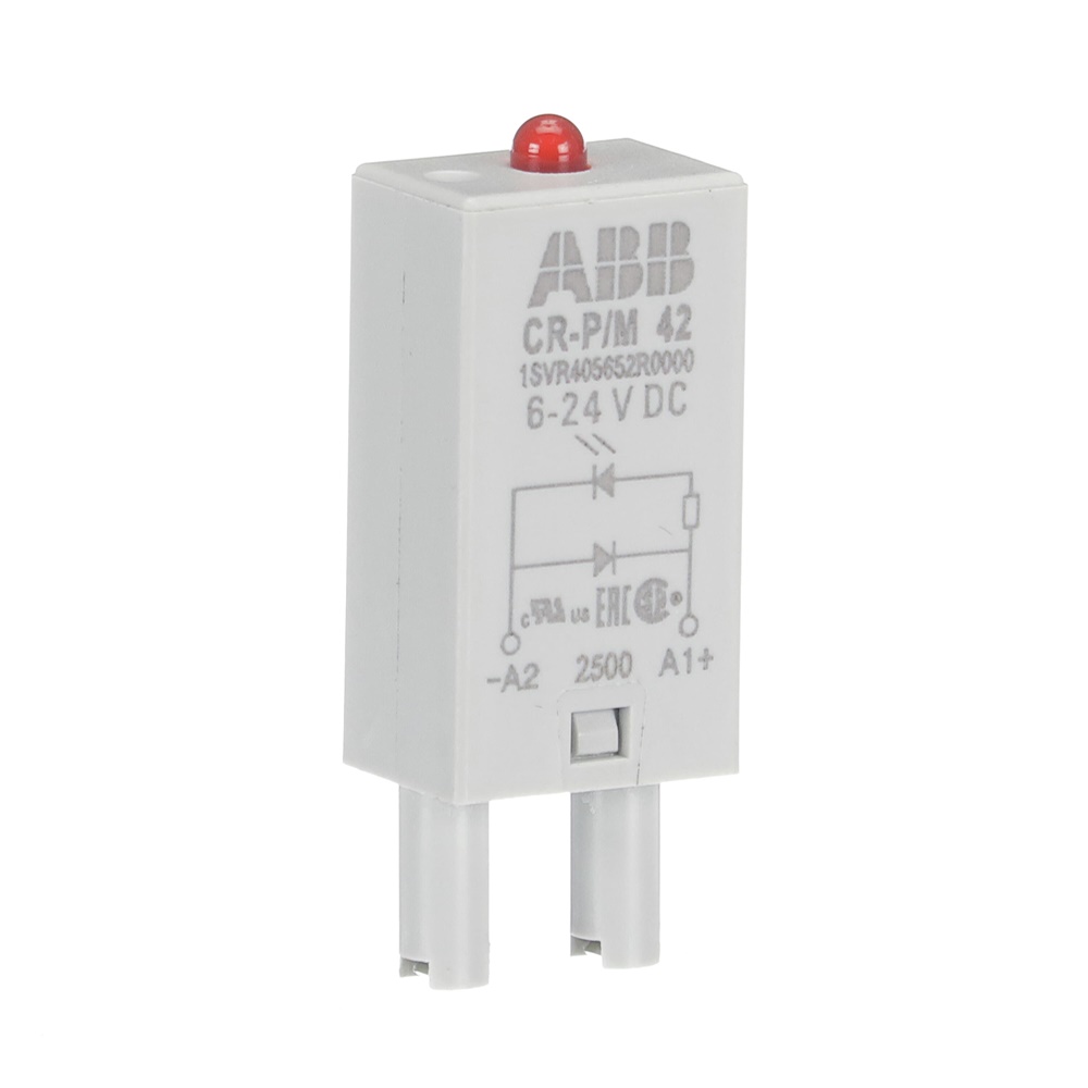 Modulo pluggable diodo LED rosso 6-24VDC per protezione polarità e segnalazione circuiti elettrici