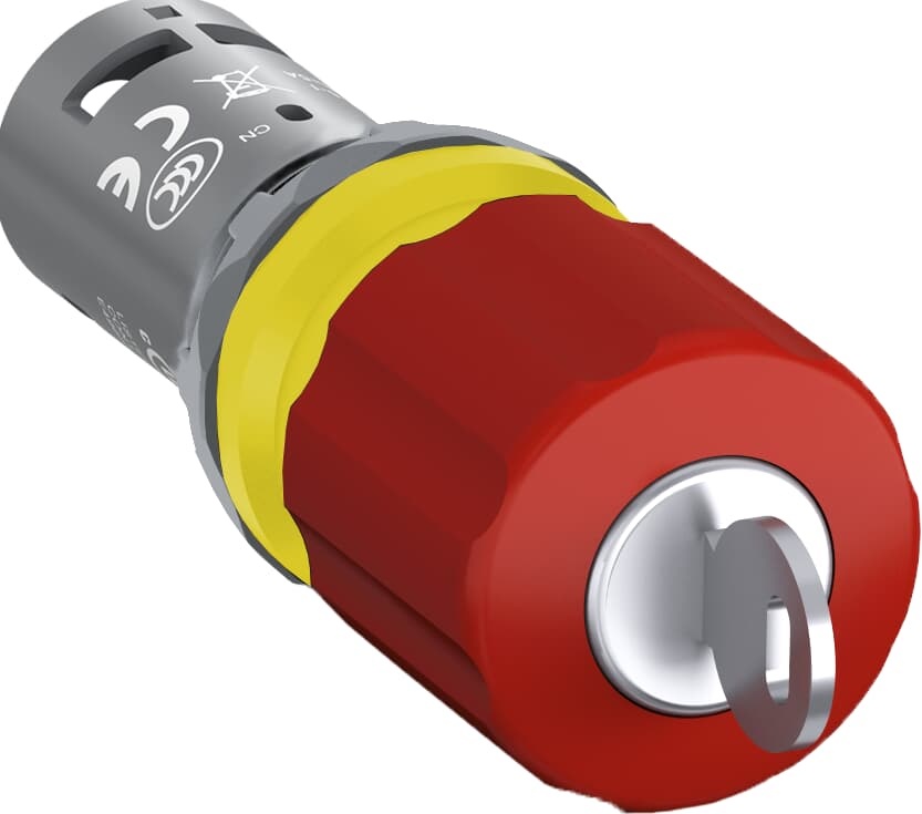 Interruttore emergenza monoblocco chiave mantenuto 30mm rosso 2NC 24-300V industriale e civile