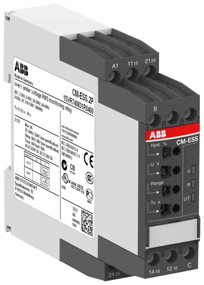 Relè monitoraggio tensione CM-ESS.2S 2 c/o 220-240 V AC 600 V impianti elettrici professionali