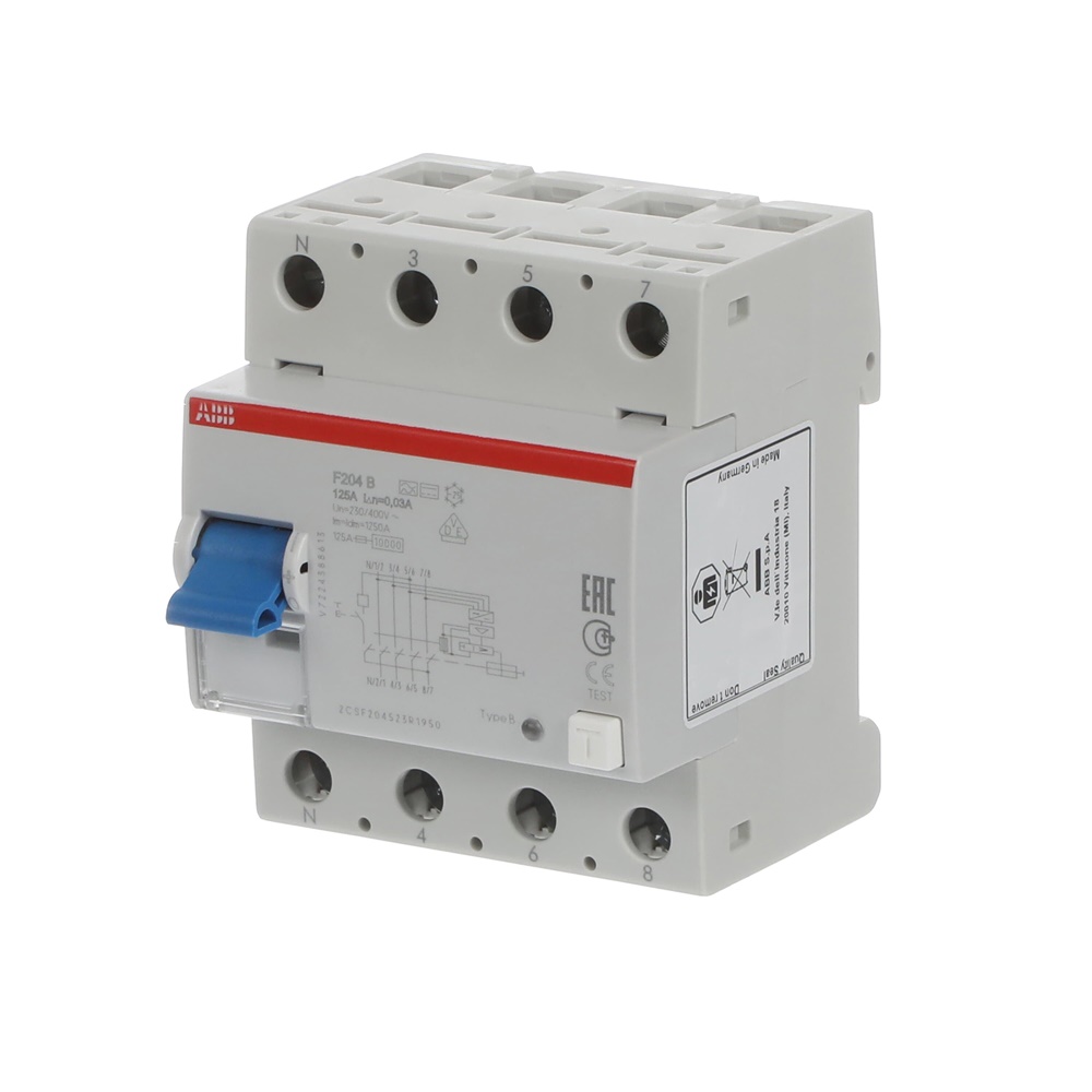 Interruttore Differenziale F204 B-125/0.03 4 Poli 125A Tipo B Protezione Corrente Residua DC