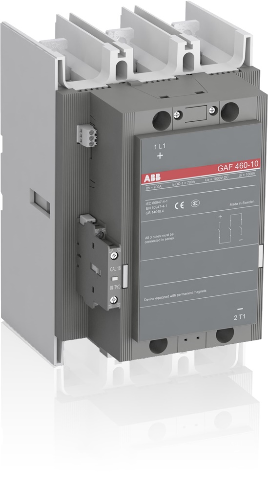 Contattore 3 poli GAF460-10-11 100-250V AC/DC per applicazioni DC-1 fino 1000V DC