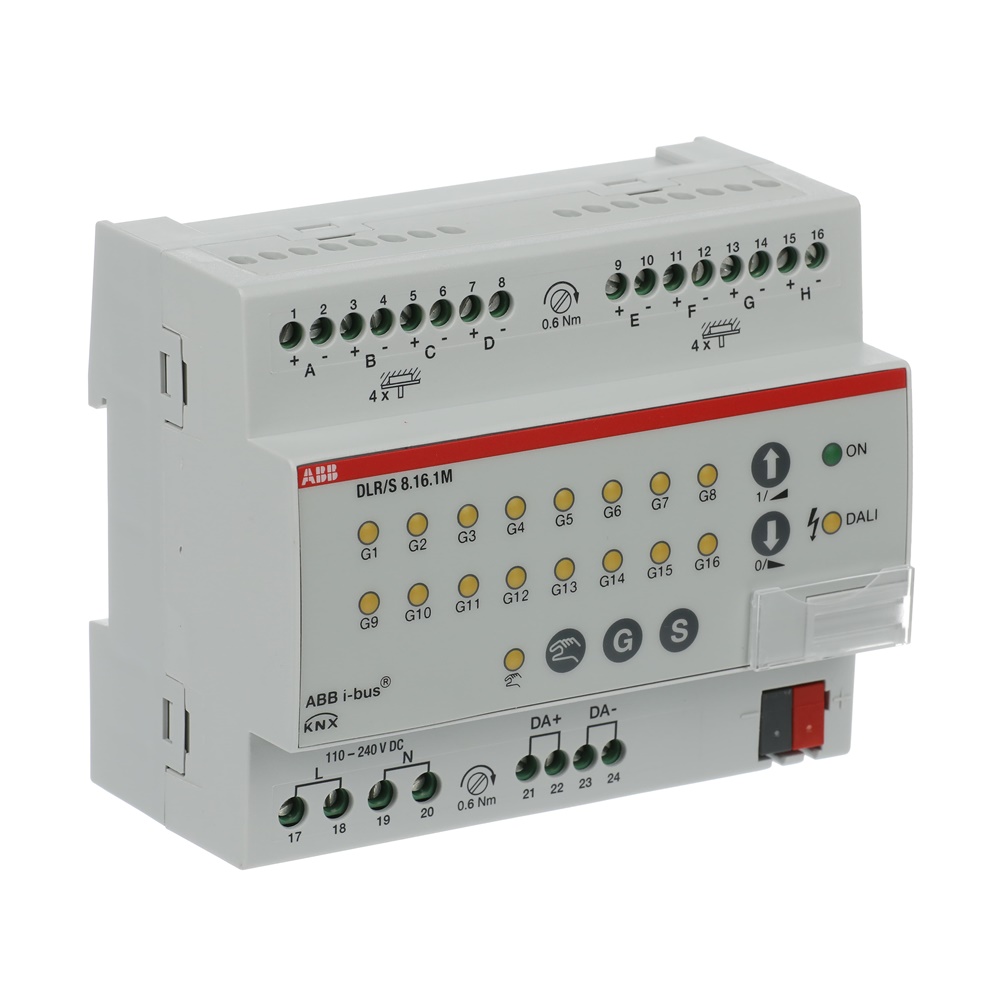 DLR/S8.16.1M Regolatore luci DALI 8 canali controllo manuale per illuminazione KNX