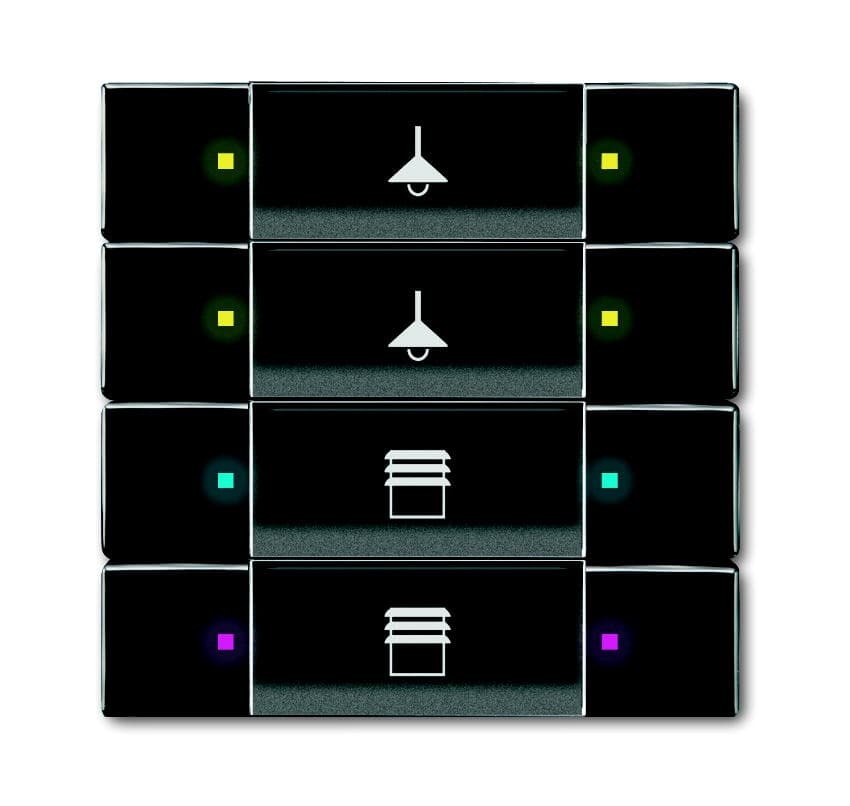 Dispositivo HVAC 8 canali antracite per ABB i-bus® KNX con funzione push e etichette trasparenti