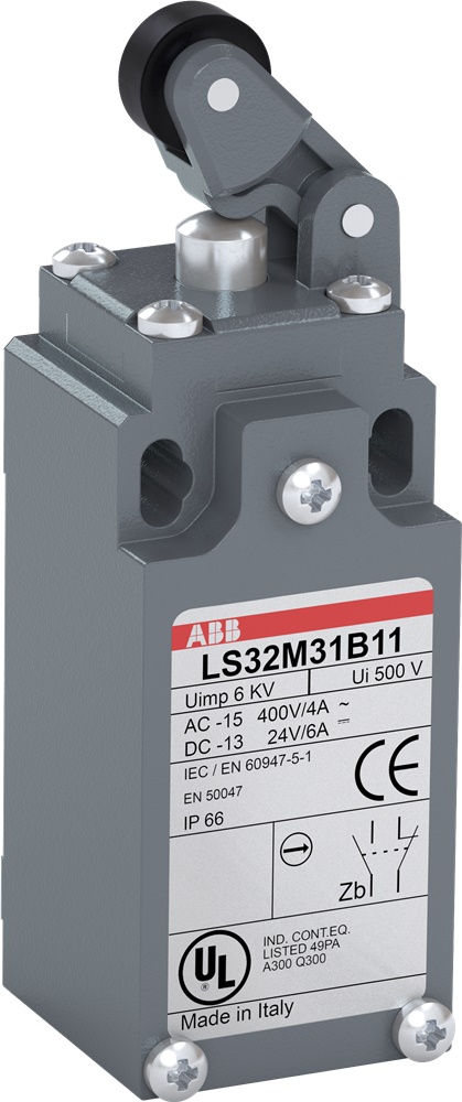 Finecorsa LS31M31B11 zincato 30mm leva rullo 12,5mm contatti N.O. N.C. controllo posizioni impianti elettrici