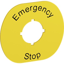 Legend plate plastica gialla per pulsante emergenza custodia MEP elettrico