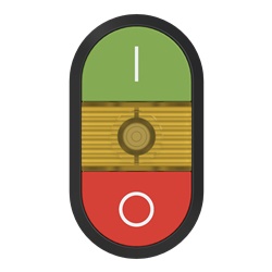 Pulsante doppio MPD2-11Y illuminato verde/rosso per controllo circuiti elettrici industriali