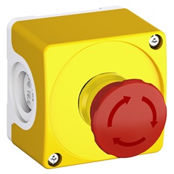 Custodia robusta per componenti elettrici con pulsante emergenza 40mm, montaggio orizzontale, protezione polvere e urti