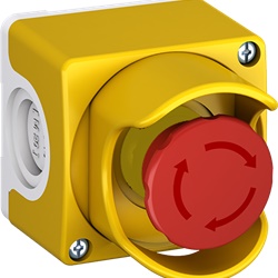 Custodia CEPY1-2001 assemblata con pulsante emergenza 40mm, rilascio a torsione, montaggio orizzontale, protezione componenti elettrici impiantistica
