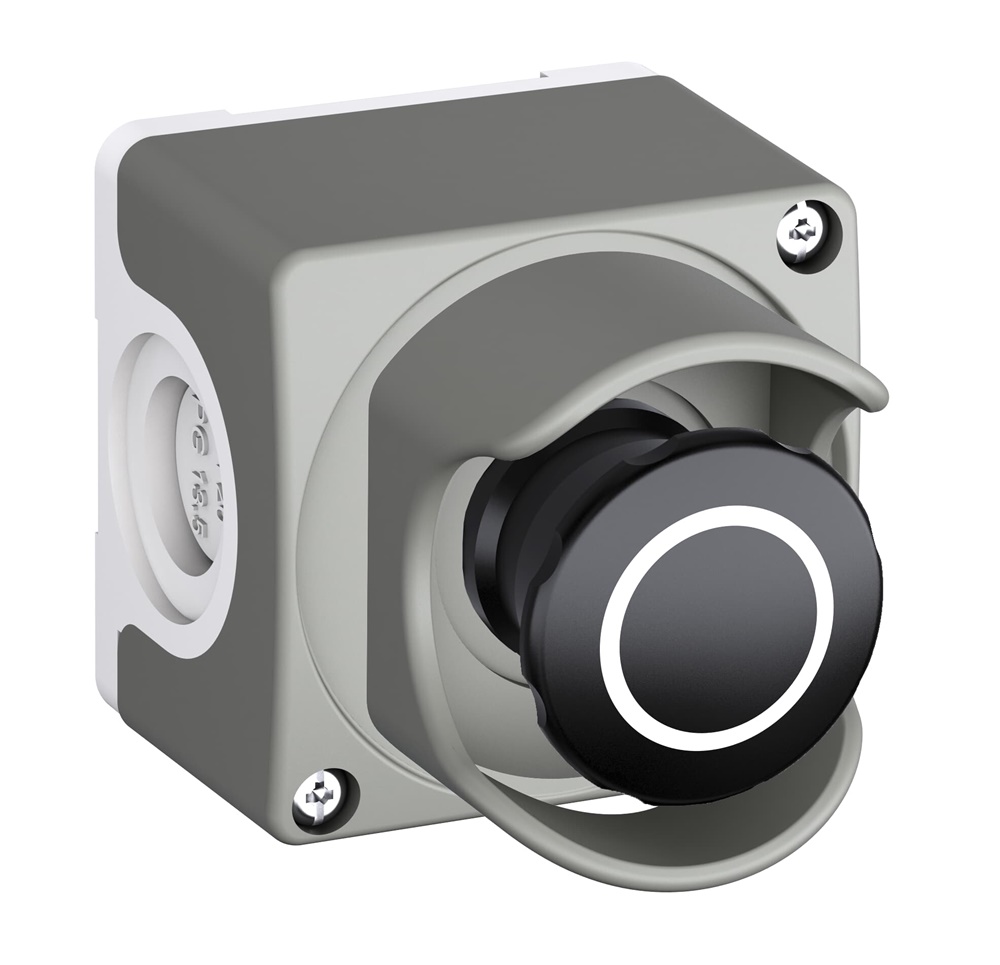Custodia assemblata robusta con fermo macchina 40mm e rilascio a tirante, montaggio orizzontale, protezione componenti elettrici industriali e civili