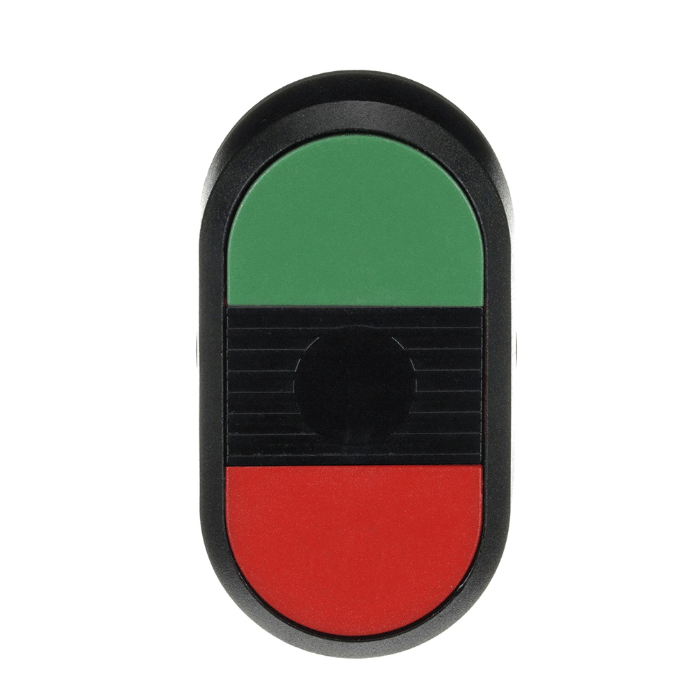 MPD1-11B Pulsante Doppio Non Illuminato Verde/Rosso Plastica Nero per Impianti Elettrici
