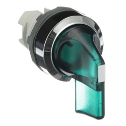 Interruttore selettore 2 posizioni leva lunga verde illuminato per impianti elettrici industriali