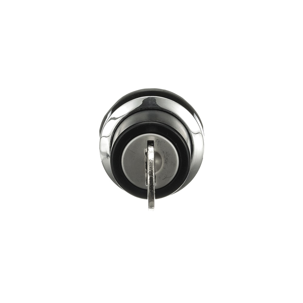 Selector switch 3 posizioni mantenuto a chiave nera cromo metallo per controllo impianti elettrici industriali e civili