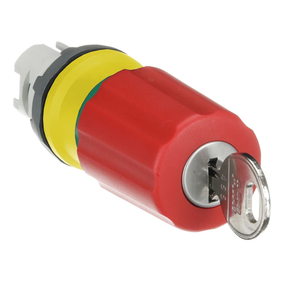 Pulsante emergenza fungo 30mm rosso non illuminato rilascio chiave uso industriale e civile