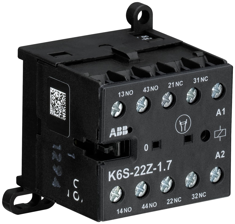 Mini Contattore K6S-22Z 24V DC 2NO 2NC 3A Montaggio a Muro o Binario