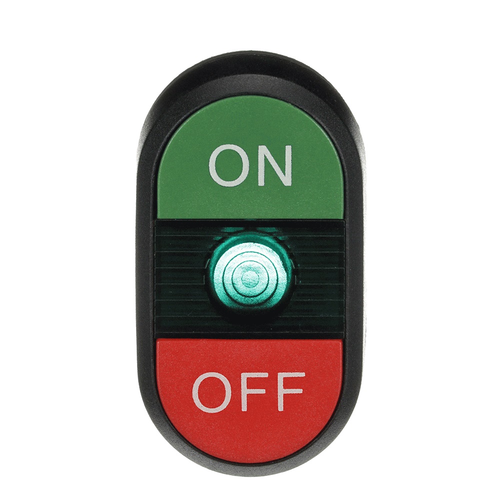 Pulsante doppio MPD3-11G verde/rosso illuminato plastica nera controllo circuiti elettrici industriale e civile