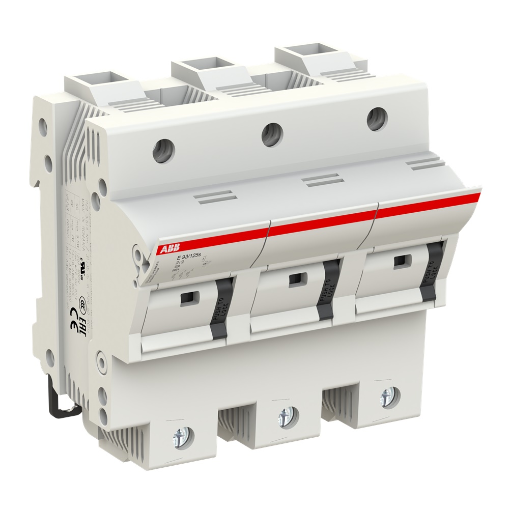 Portafusibile E 93/125S 3 poli con LED per fusibili cilindrici 50-125A protezione sovraccarichi corto circuiti