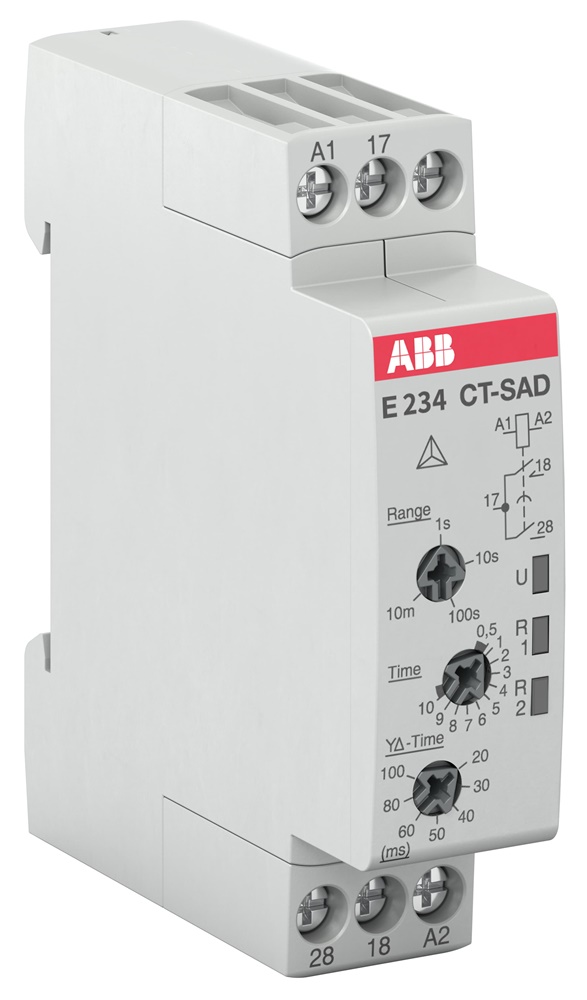 Rele temporizzatore CT-SAD.22 star-delta 2n/o 24-48VDC 24-240VAC controllo tempi impianti elettrici industriali