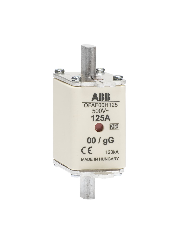 Fusibile NH00 GG 125A 500V AC/DC protezione impianti industriali e commerciali