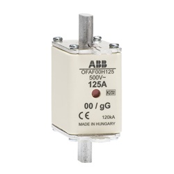 Fusibile NH00 GG 125A 500V AC/DC protezione impianti industriali e commerciali
