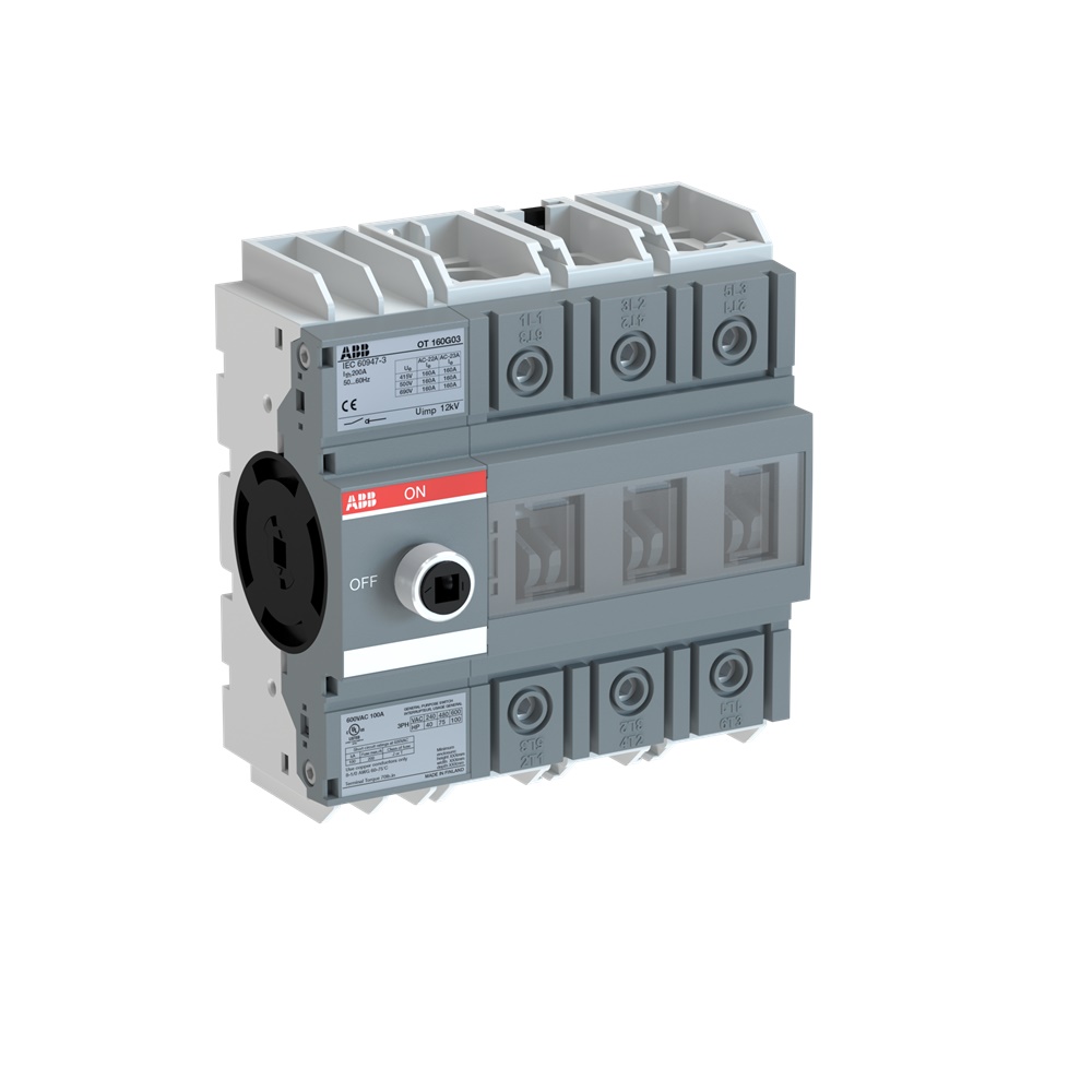 Switch-disconnector 3 poli 160A base montato per impianti industriali e civili