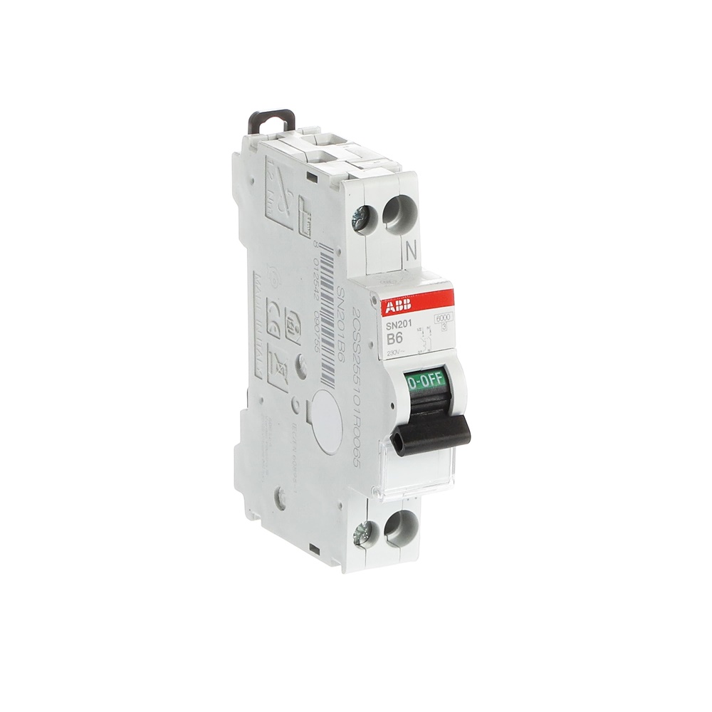 Interruttore automatico modulare SN201 1P+N 6A tipo B protezione circuiti 230V