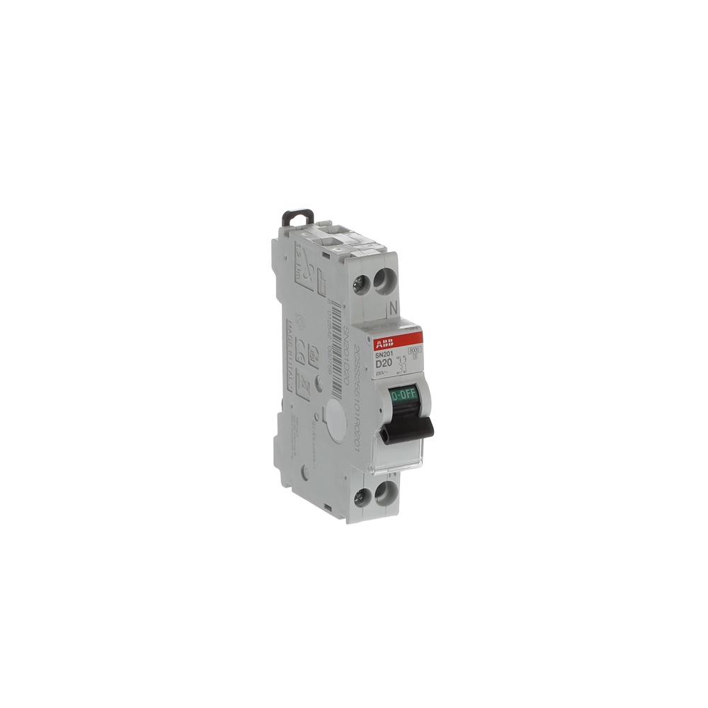 Interruttore automatico modulare SN201 1P+N 20A tipo D protezione sovraccarico corto circuito