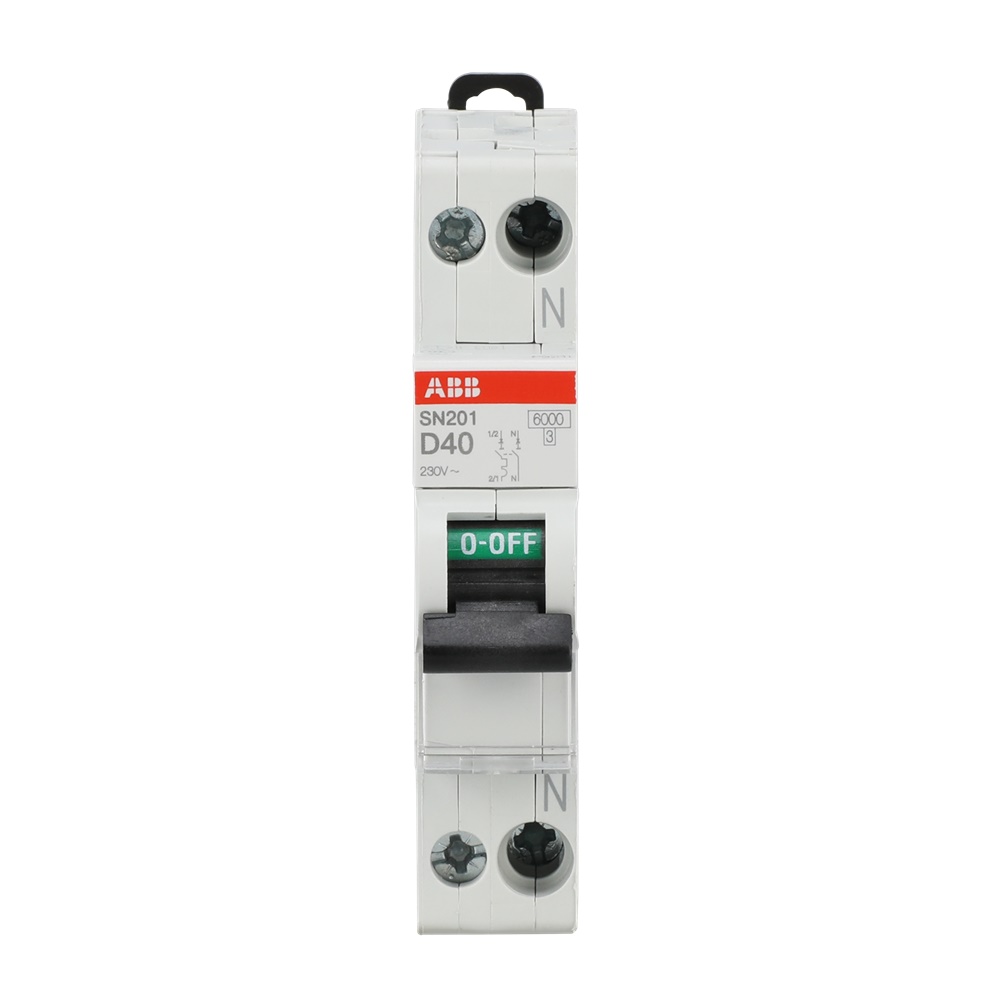 Interruttore automatico magnetotermico SN201 1P+N 40A D 6kA protezione circuiti elettrici