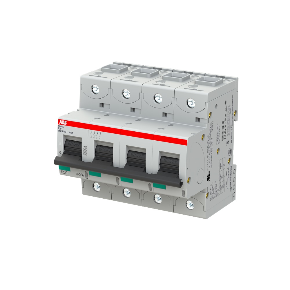 Interruttore automatico 4 poli B20 20A limitatore corrente 50kA uso residenziale industriale