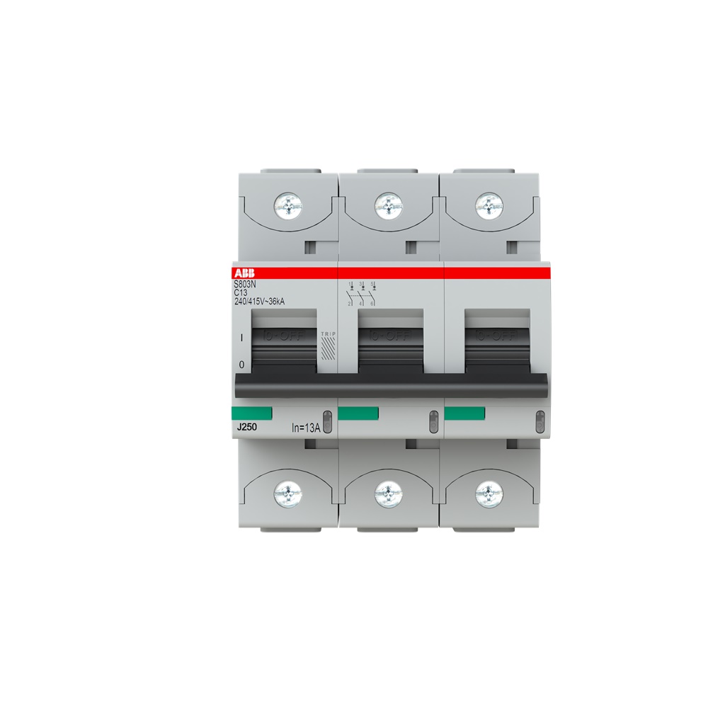 Interruttore automatico tripolare S803N-C13 6A C-caratteristica protezione sovraccarico cortocircuito uso civile industriale