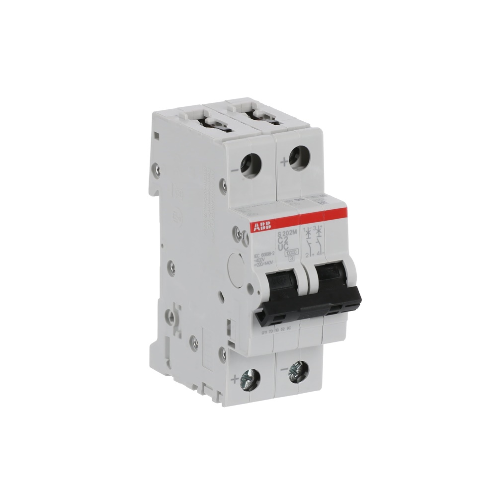 Interruttore magnetotermico S200MUC 2 poli 2A curva C 10kA AC/DC uso industriale