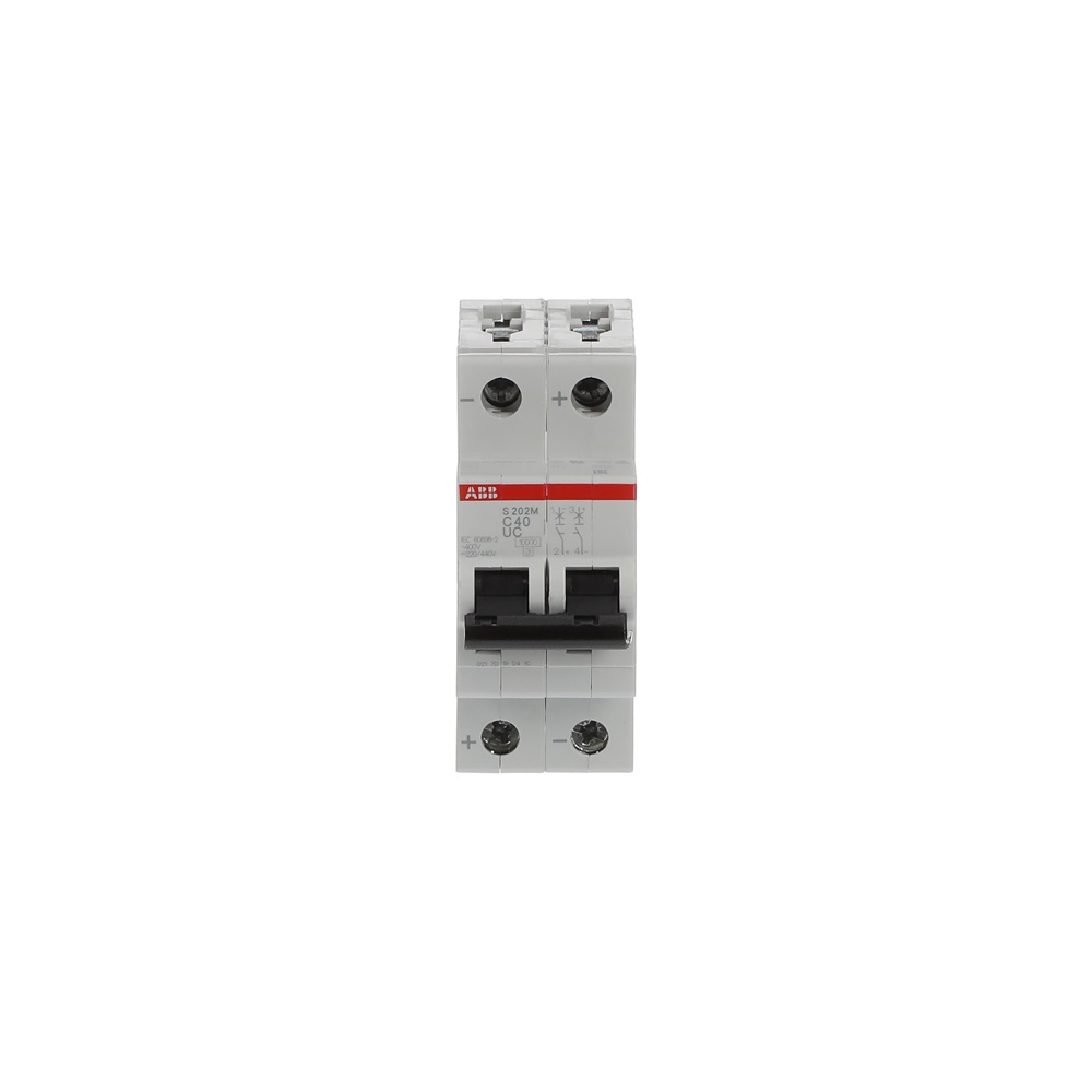 Interruttore automatico Miniature Circuit Breaker S202MUC C40 2P AC/DC 10kA uso industriale e civile