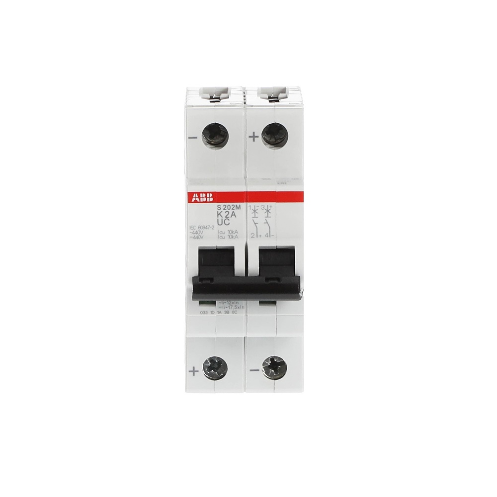 Interruttore automatico modulare S202MUC K 2 poli 2A 10kA AC/DC uso industriale e civile
