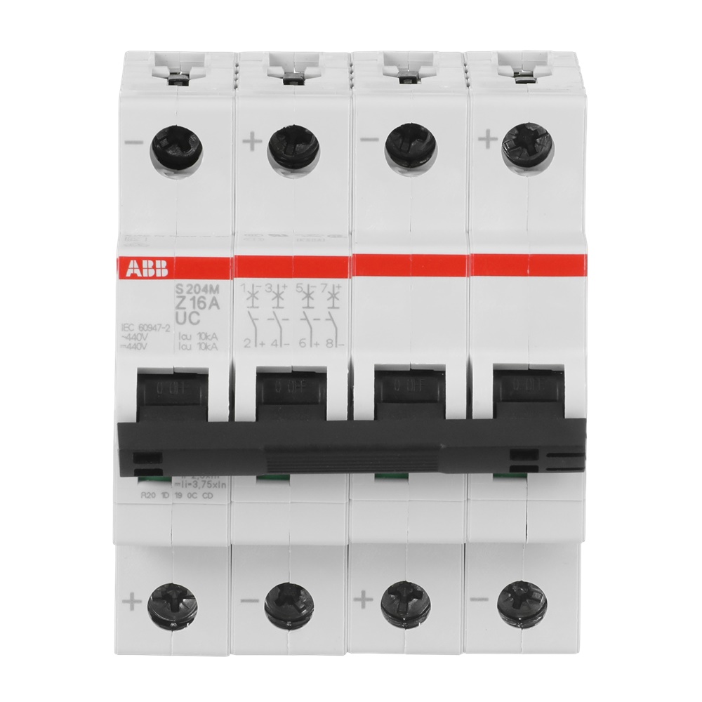 Interruttore automatico Miniature Circuit Breaker S200MUC 4 poli 16A 10kA CA/DC uso industriale