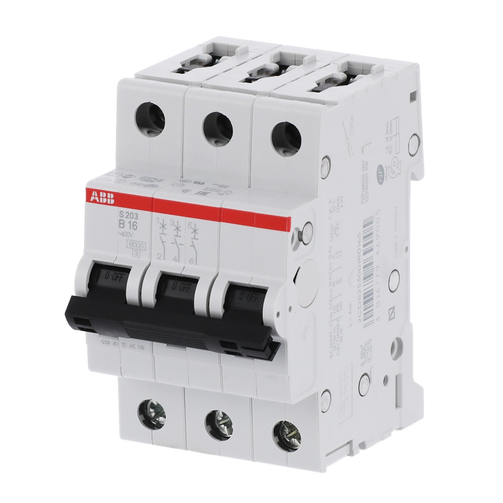 Interruttore Automatico Miniatura S200 3P 16A B 6kA AC uso residenziale commerciale industriale