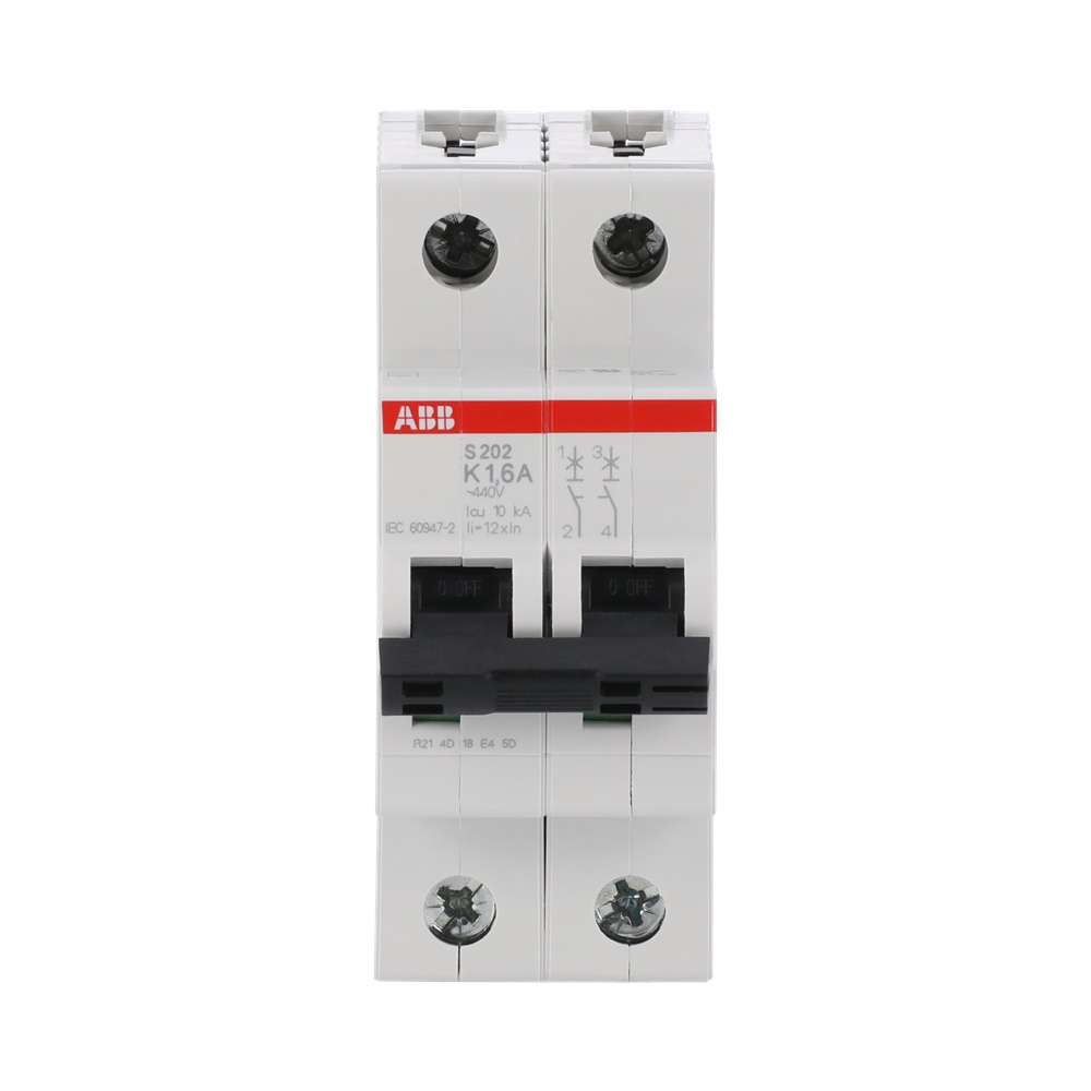Interruttore Automatico Miniatura S200 2P 1,6A K 6kA Uso Residenziale Industriale