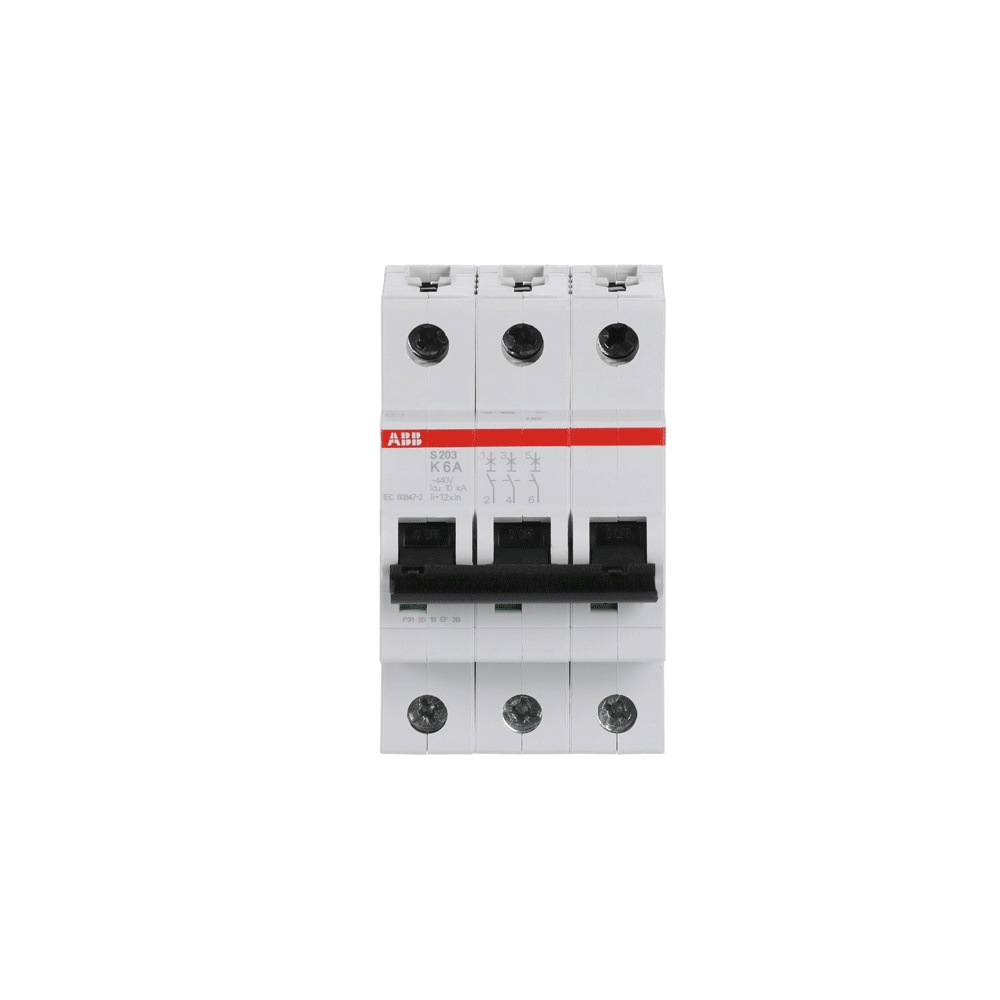 Interruttore Automatico Miniatura S200 3P 6A K 6kA Uso Residenziale Industriale