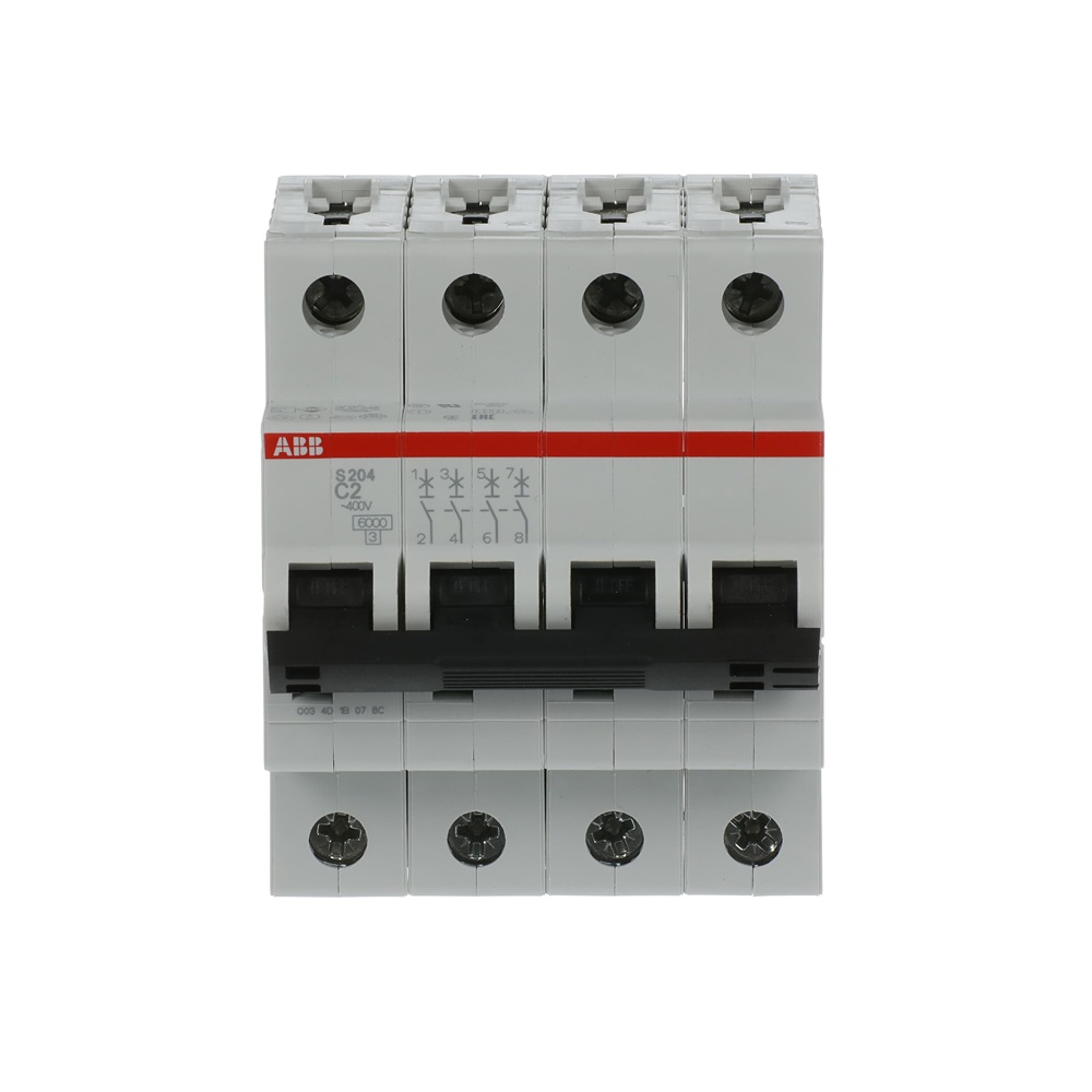 Interruttore Automatico Miniaturizzato S200 4 Poli 2A Curva C 6kA uso Residenziale Industriale