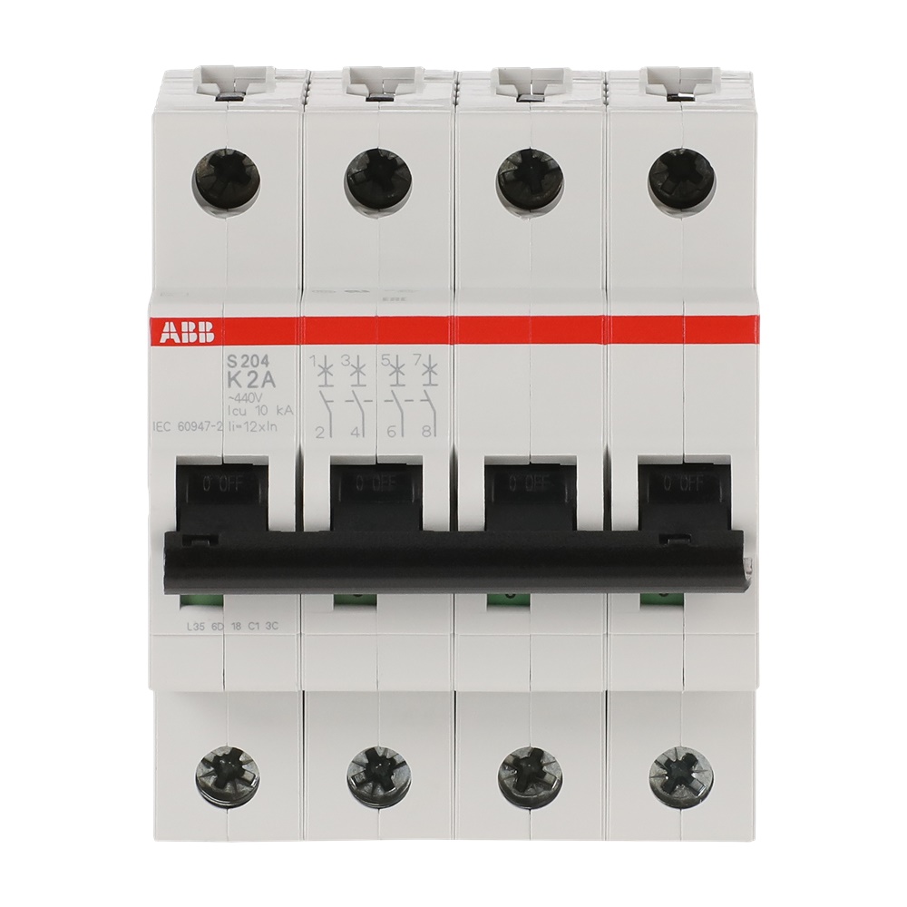 Interruttore automatico Miniature Circuit Breaker S200 4P 2A K 6kA uso civile industriale