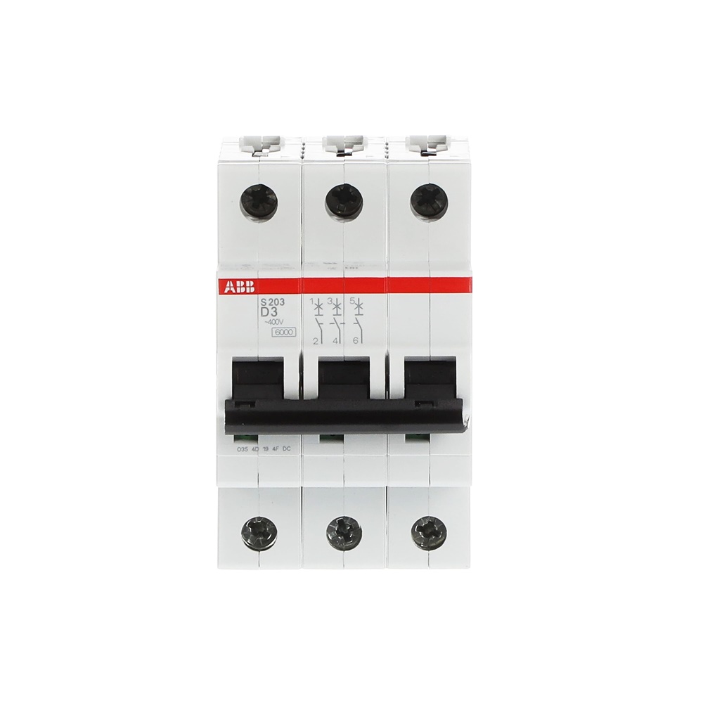 Interruttore Automatico Miniature Circuit Breaker S200 3P 3A D 6kA uso residenziale industriale