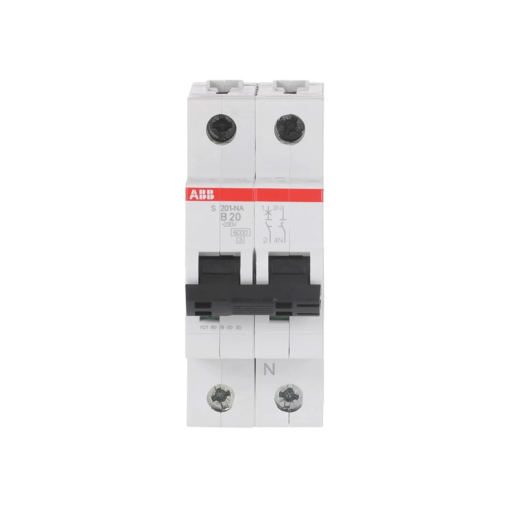Interruttore Automatico Miniatura S200 1P+N 20A B 6kA per Impianti Elettrici Residenziali e Commerciali